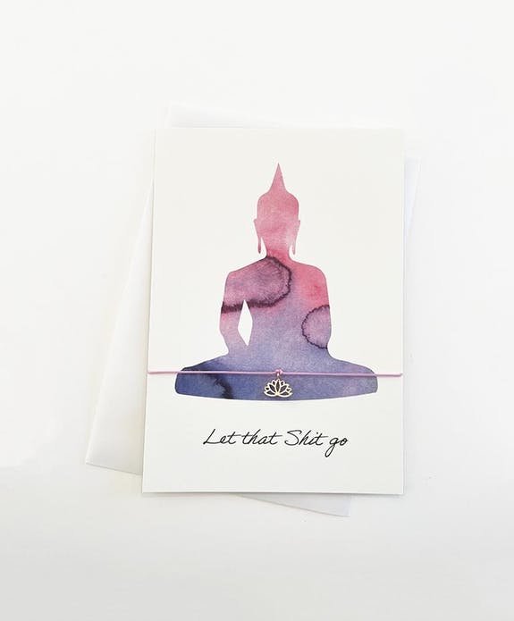 Postkarte mit Lotusblumen-Armband vergoldet 18K